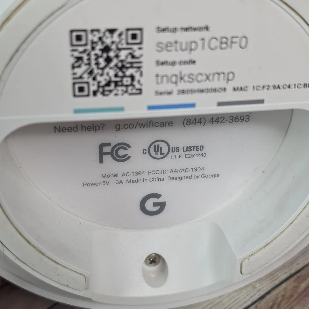 Google WiFi AC-1304 1 Port 1200Mbps Wireless Mesh Router With Power Cable TESTED
